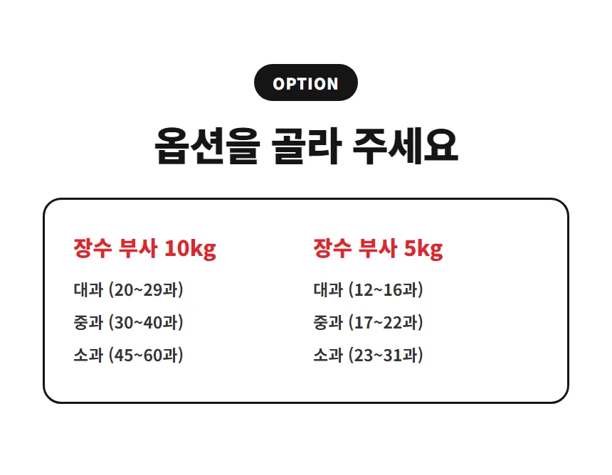 부사 옵션 10kg 5kg 대과 중과 소과